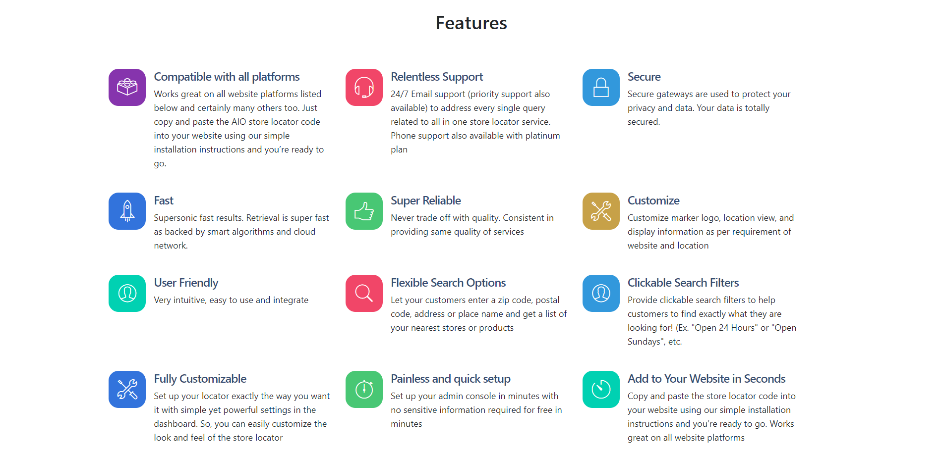 screenshot of AIO Store Locator